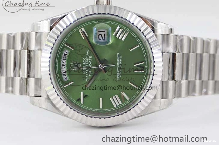 SS 904L Steel 40mm Roman Day Edition Best on 1:1 TWF Green A2836 SS Dial Date Bracelet 0123